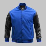 Wool Leather Varsity Jacket Royal Blue