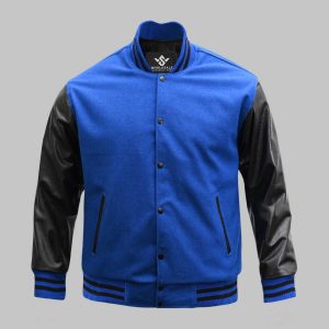 Wool Leather Varsity Jacket Royal Blue