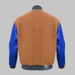 Leather Wool Varsity Jacket Brown