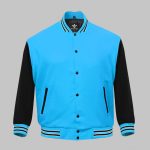 Fleece Sky Blue Varsity Jacket