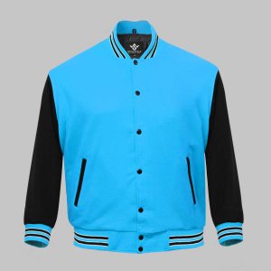 Fleece Sky Blue Varsity Jacket