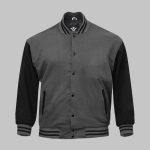 Varsity Jacket Grey Cotton Fleece