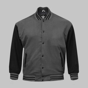 Varsity Jacket Grey Cotton Fleece
