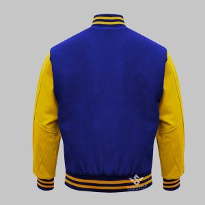 Varsity Jacket Leather Wool Gold Blue