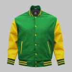 Green Varsity Jacket Leather Wool