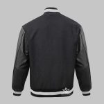 Leather Wool Varsity Jacket Black