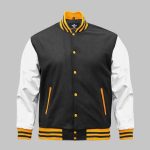 Custom Grey Leather Wool Varsity Jacket