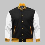 Black And White Varsity Jacket Leather Wool