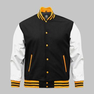 Black And White Varsity Jacket Leather Wool