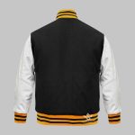 Black And White Varsity Jacket Leather Wool