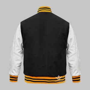 Black And White Varsity Jacket Leather Wool