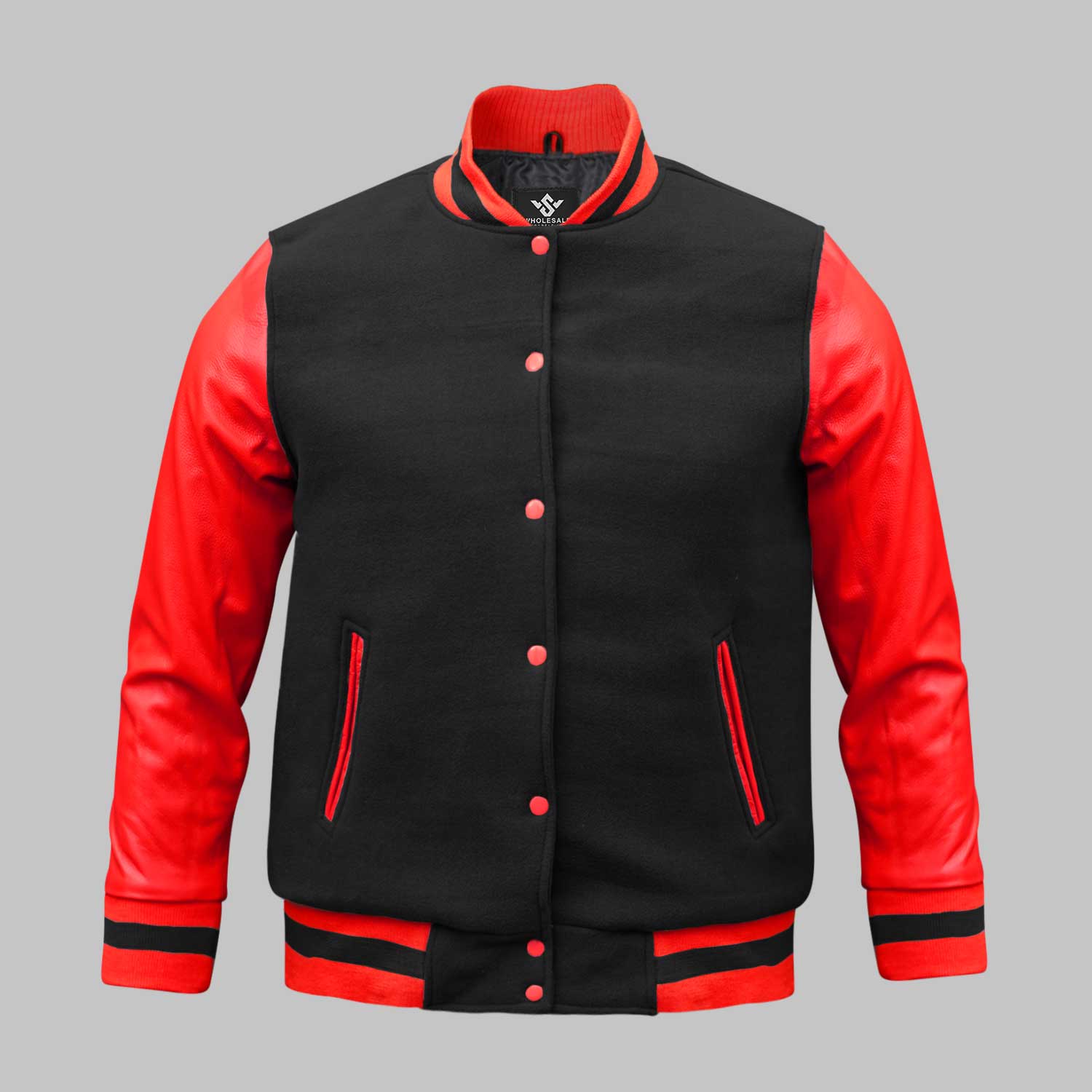 Black Red Varsity Jacket Wool Leather Black Red Varsity Jacket Wool Leather