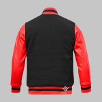 Black Red Varsity Jacket Wool Leather