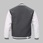 Varsity Jacket Grey Leather Wool