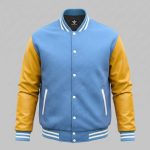 Gold Leather Sleeve Varsity Jacket