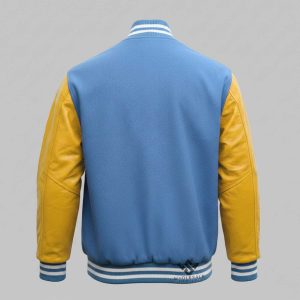 Gold Leather Sleeve Varsity Jacket