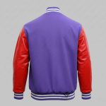 Purple Red Varsity Jacket Wool With Leather