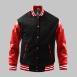 Black Varsity Jacket Wool Leather