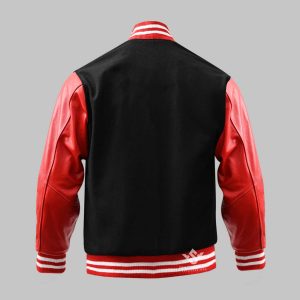 Black Varsity Jacket Wool Leather