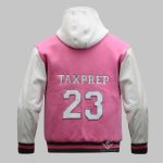 Pink White Varsity Jacket Wool Leather