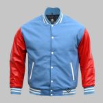 Navy Blue Varsity Jacket Leather Wool