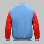 Navy Blue Varsity Jacket Leather Wool