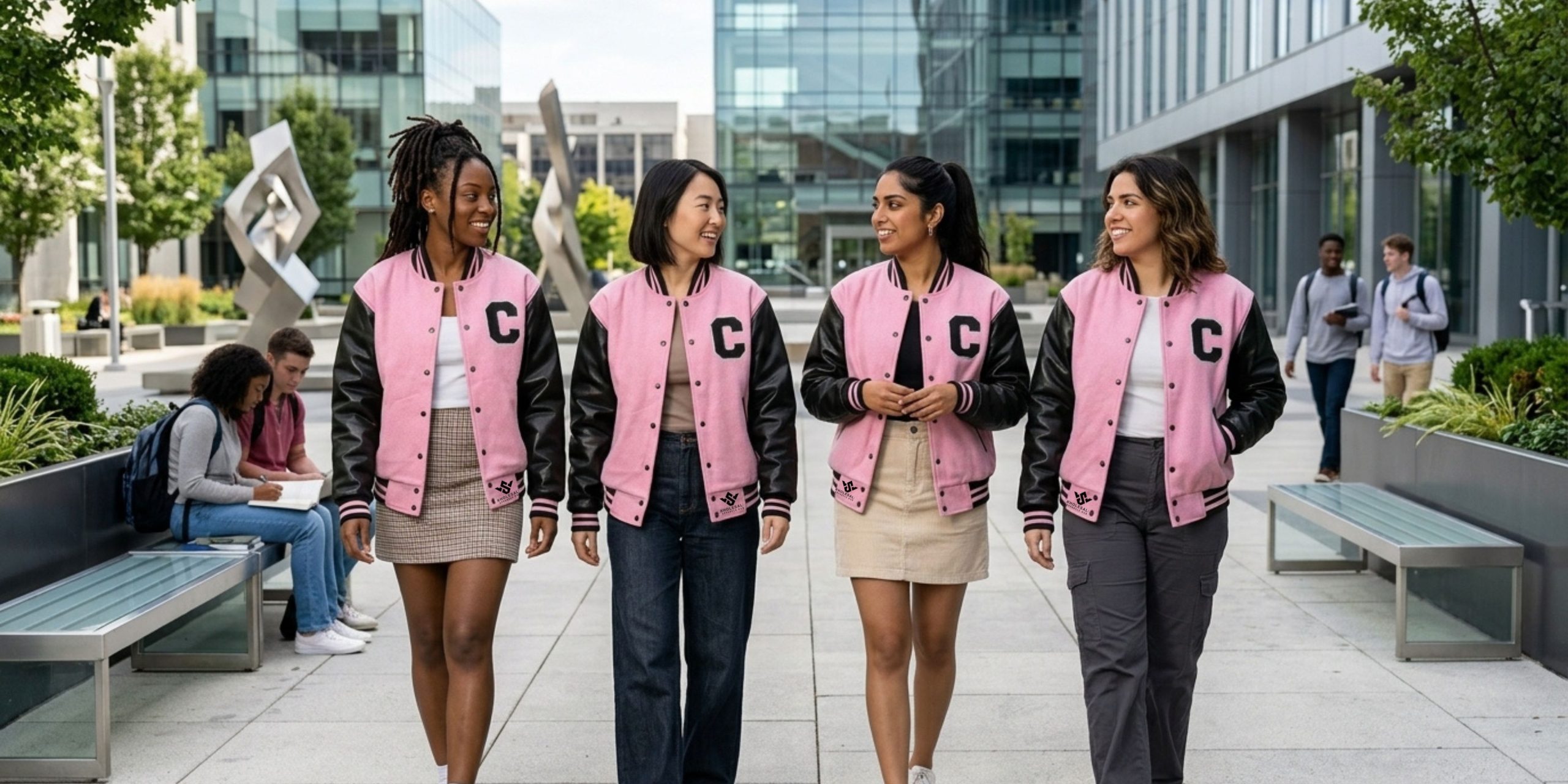 Trendy Pink Varsity Jackets For Women
