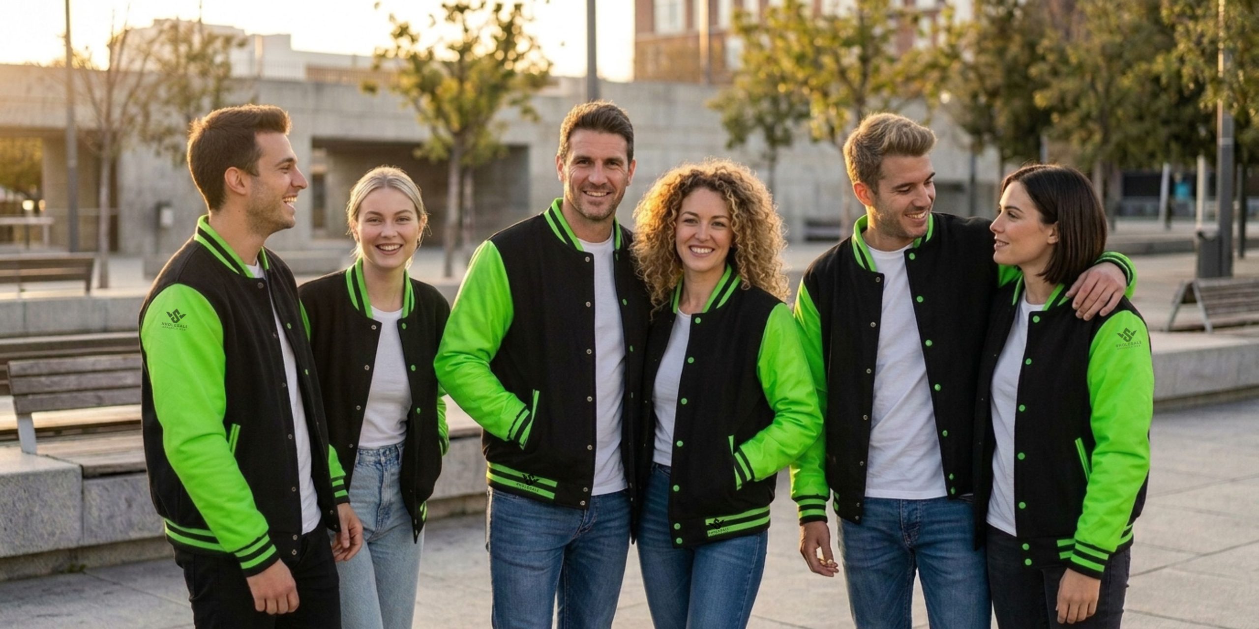 Black Green Varsity Jackets Wool Leather