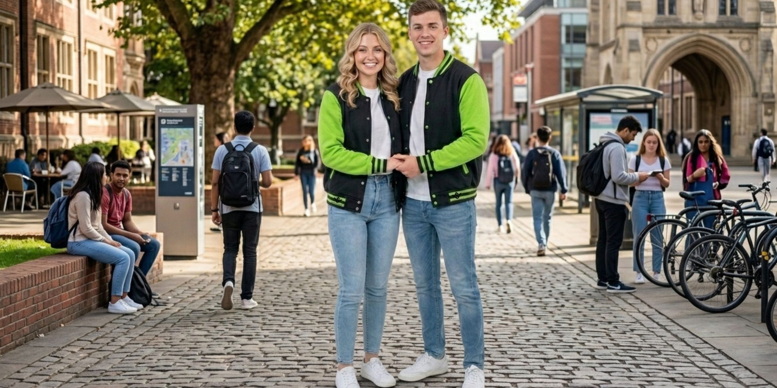 Black Green Varsity Jackets Wool Leather
