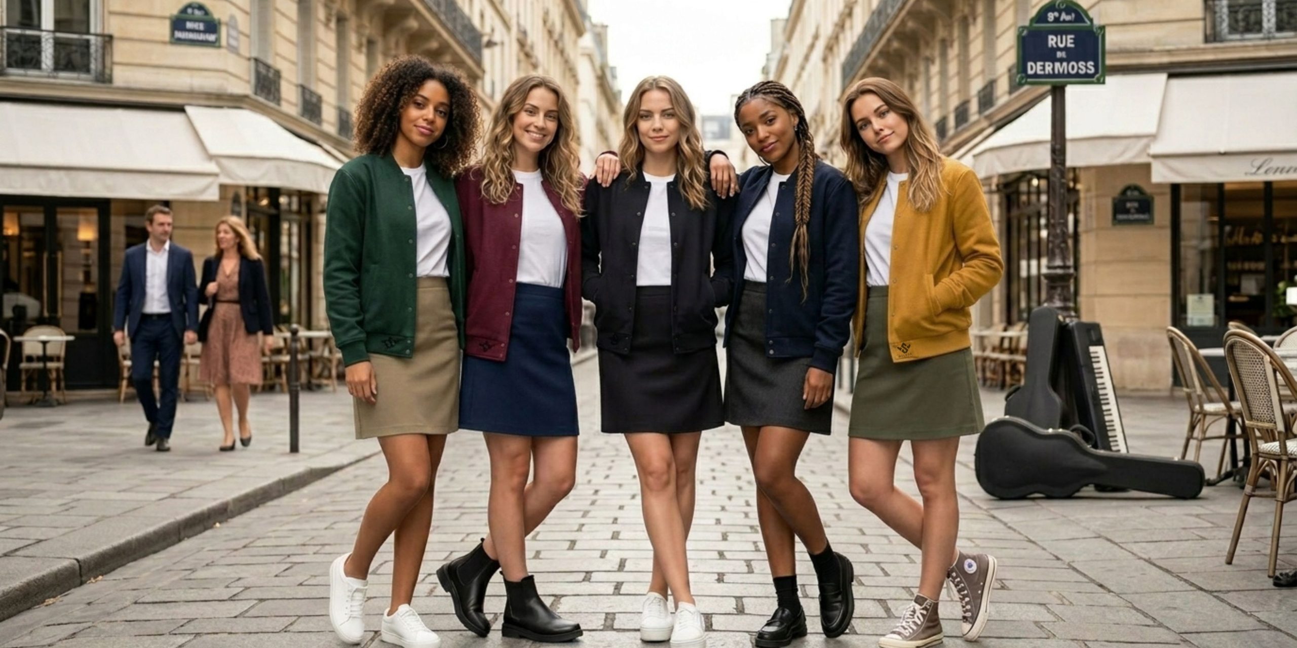 varsity jackets with skirts for women