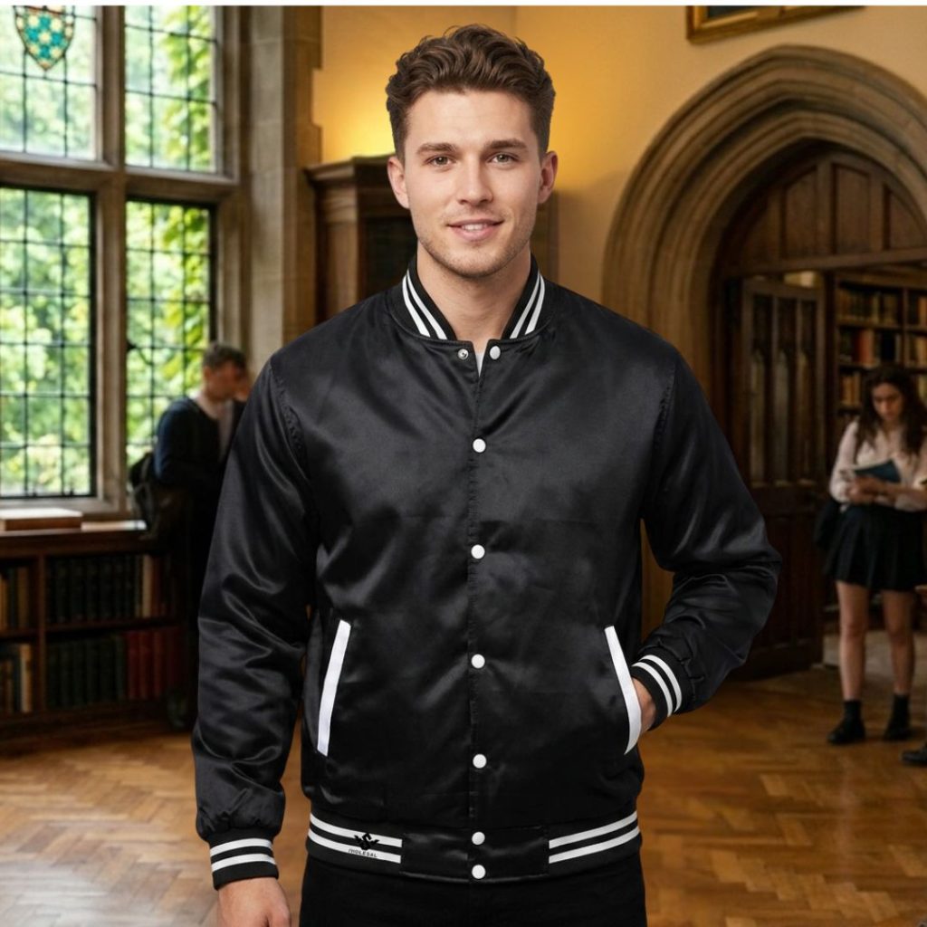 Satin Varsity Jackets Wholesale Black