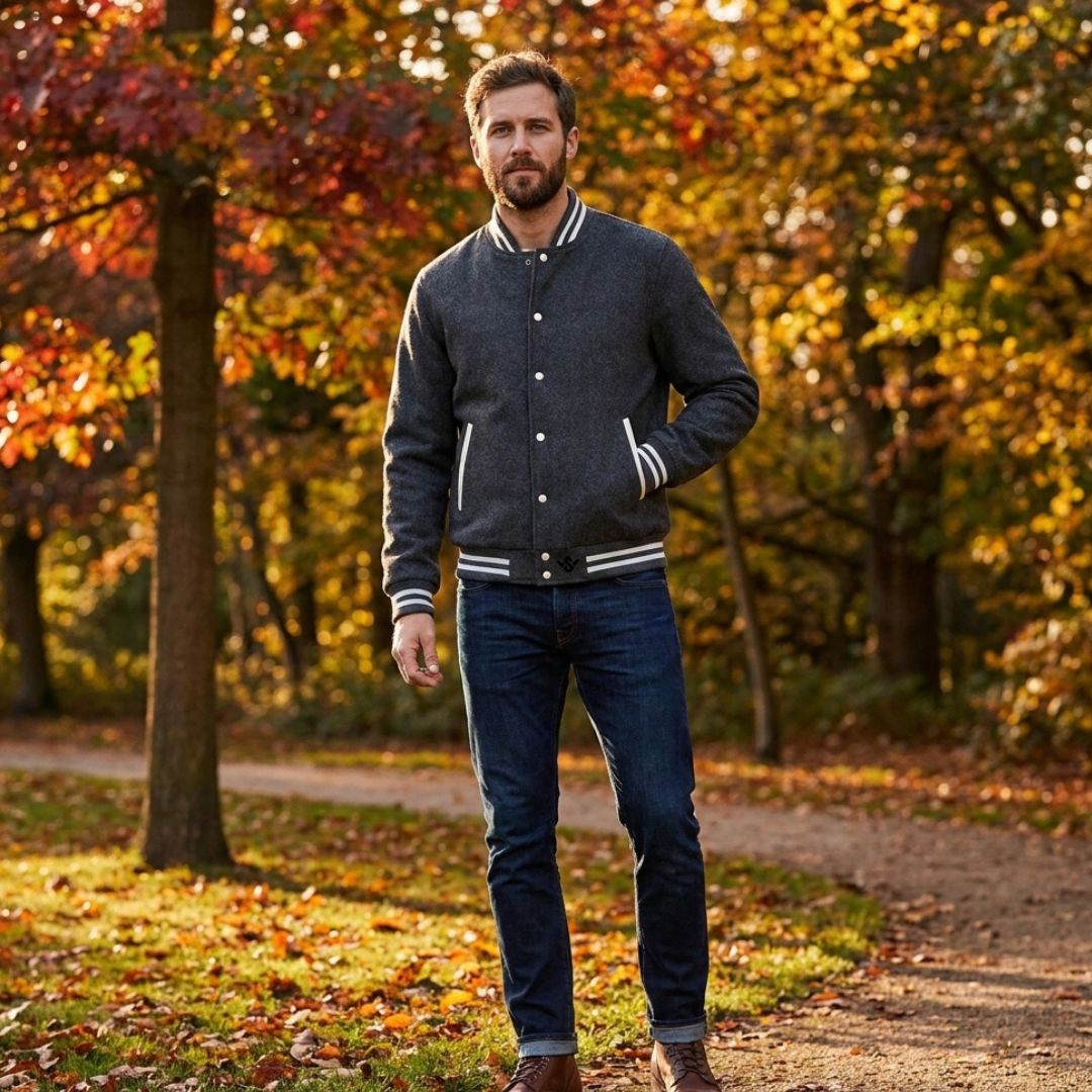 Best Grey Wool Varsity Jacket