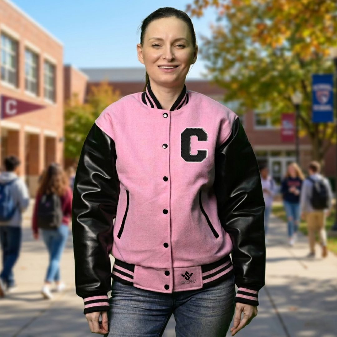 Trendy Pink Varsity Jackets For Women