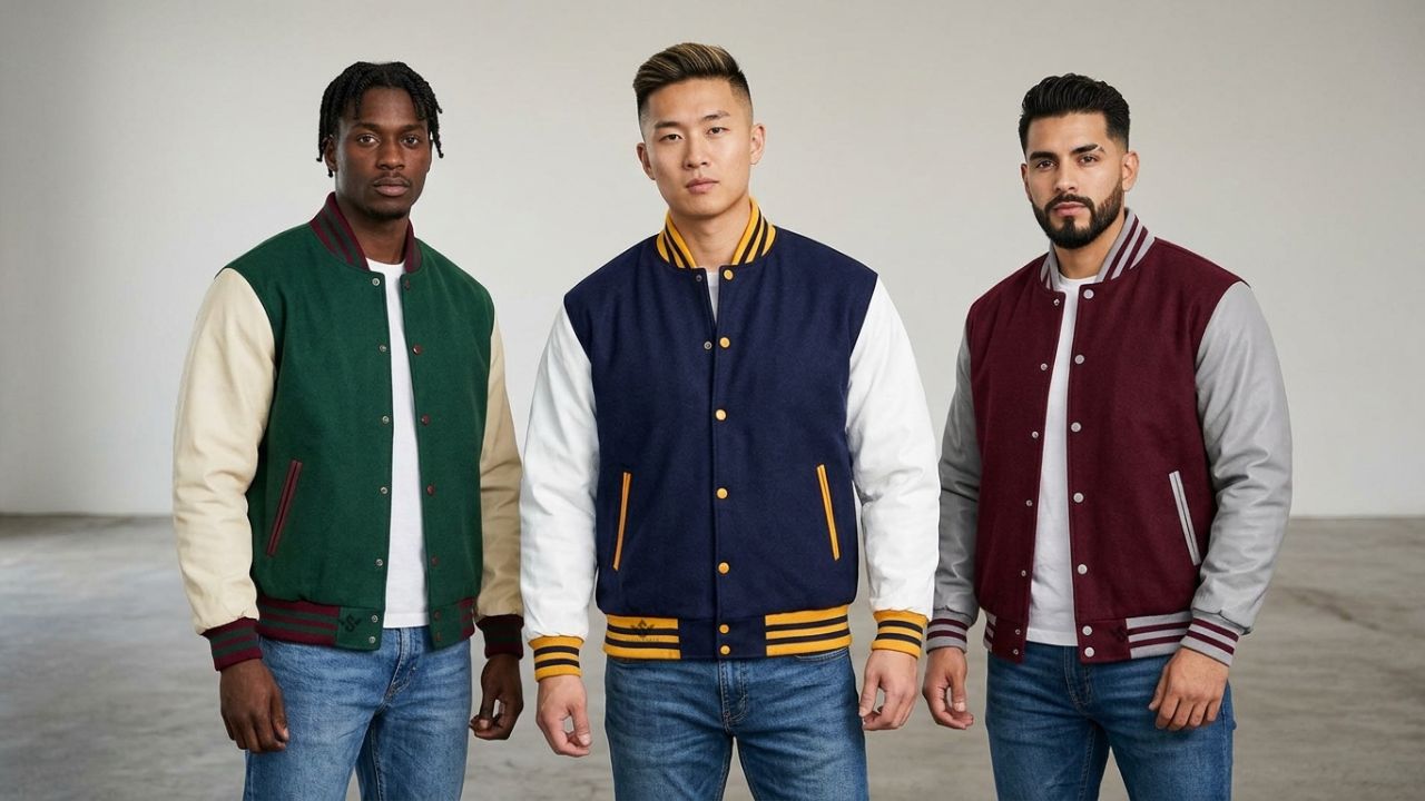 baseball Varsity jackets with leather sleeve
