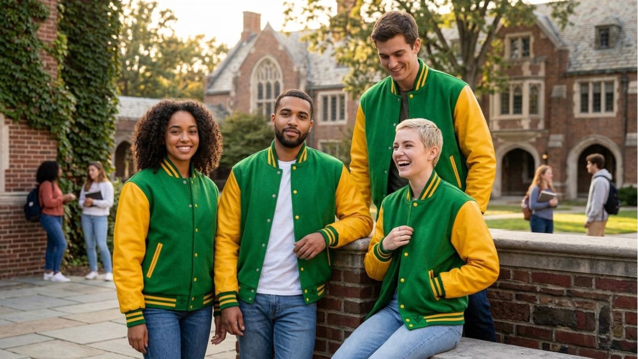 Green Yellow Varsity Jackets With Team