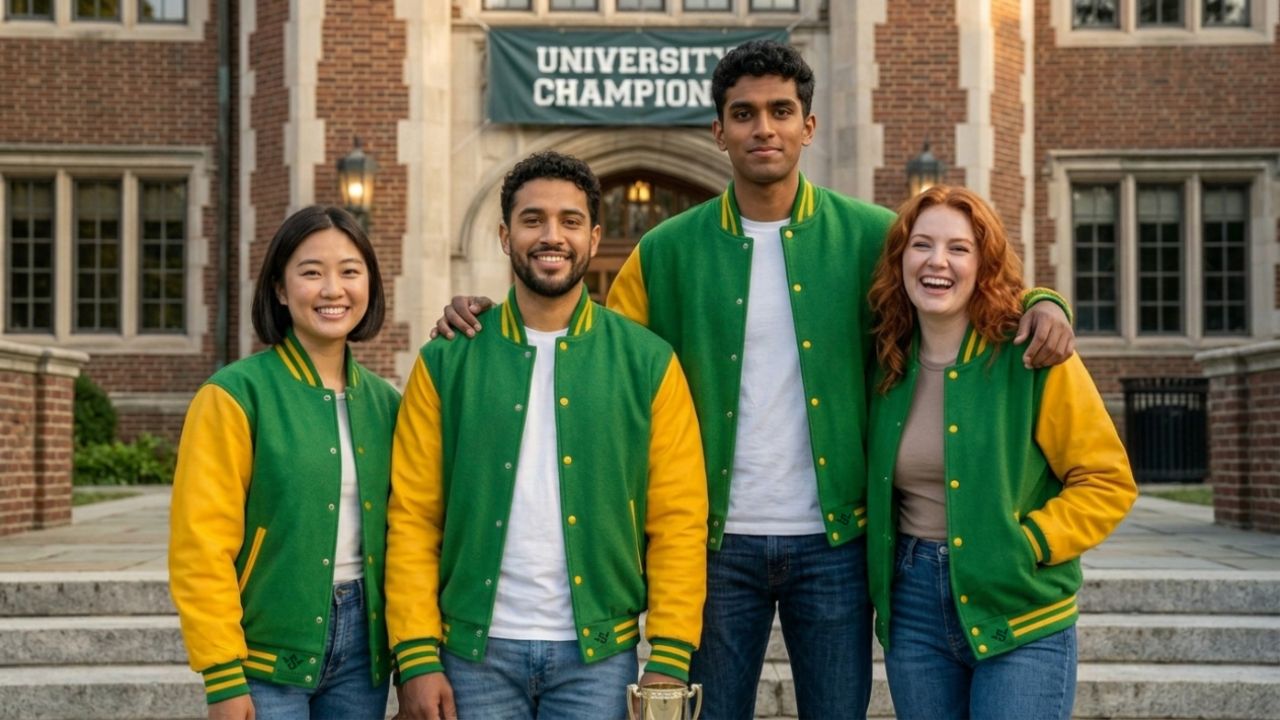 Green Yellow Varsity Jackets With Team