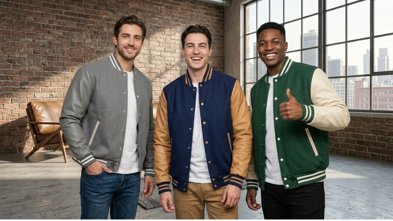Streetwear Varsity Jackets Outfit Wool Leather