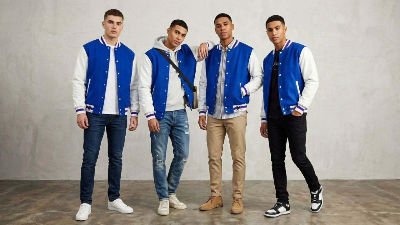 Varsity Jackets Wool Leather Casual Outfits