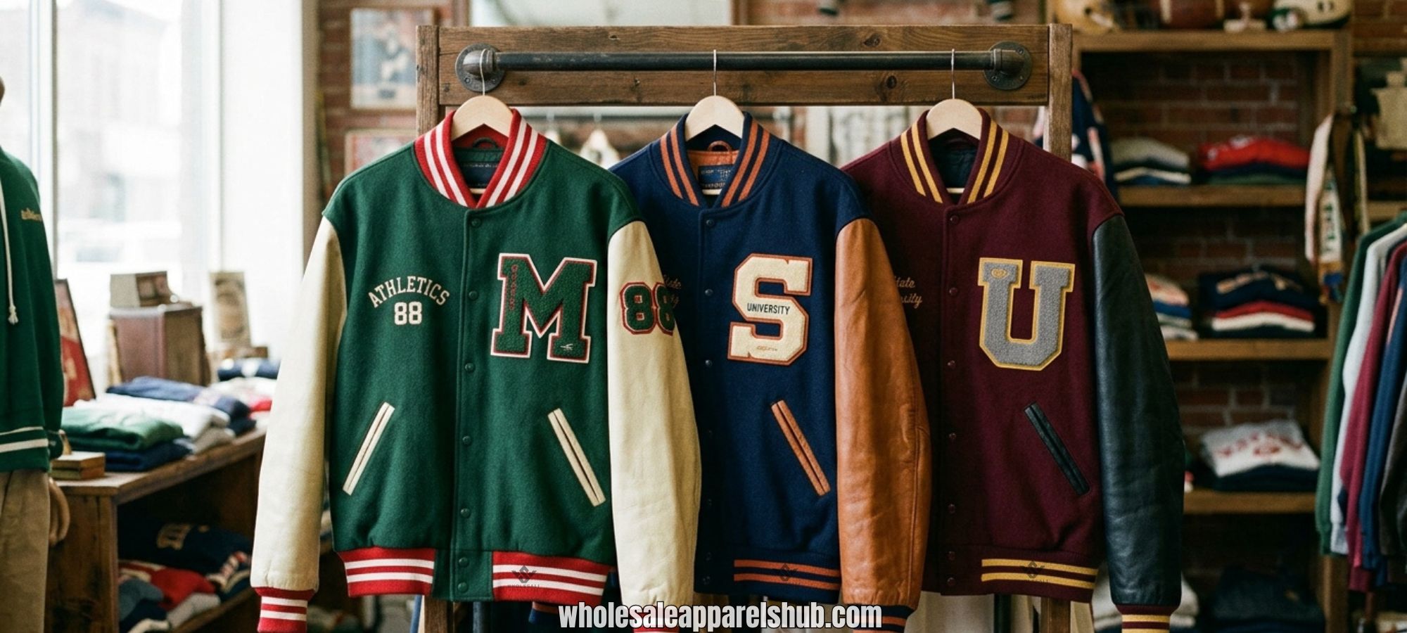Varsity Jackets Wool With Leather Sleeves