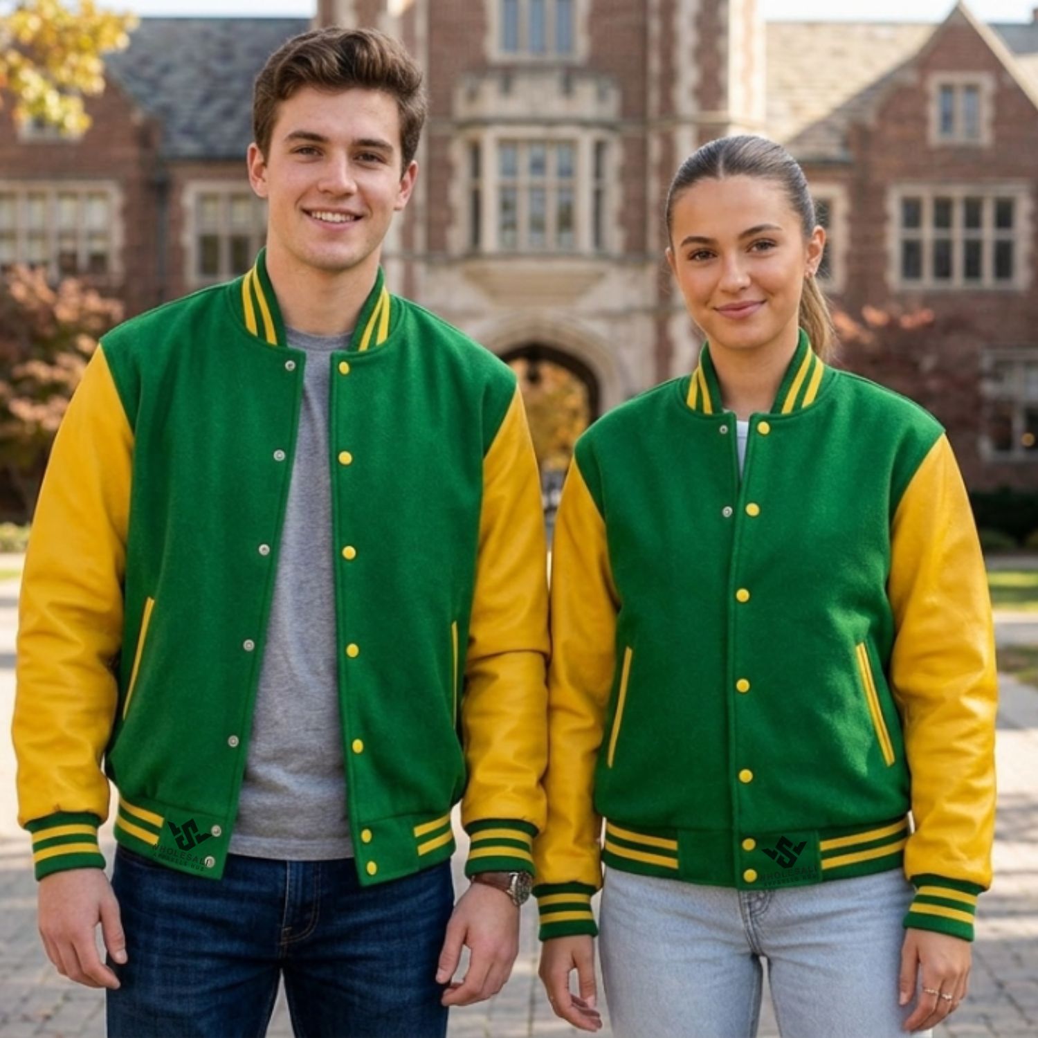 Green Yellow Varsity Jackets With Team