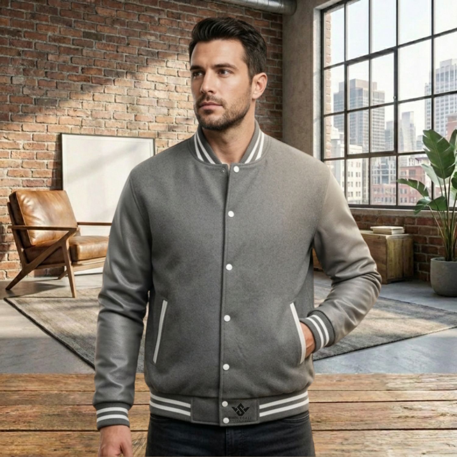 Streetwear Varsity Jackets Outfit Wool Leather