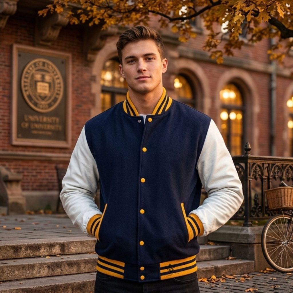 baseball Varsity jackets with leather sleeve