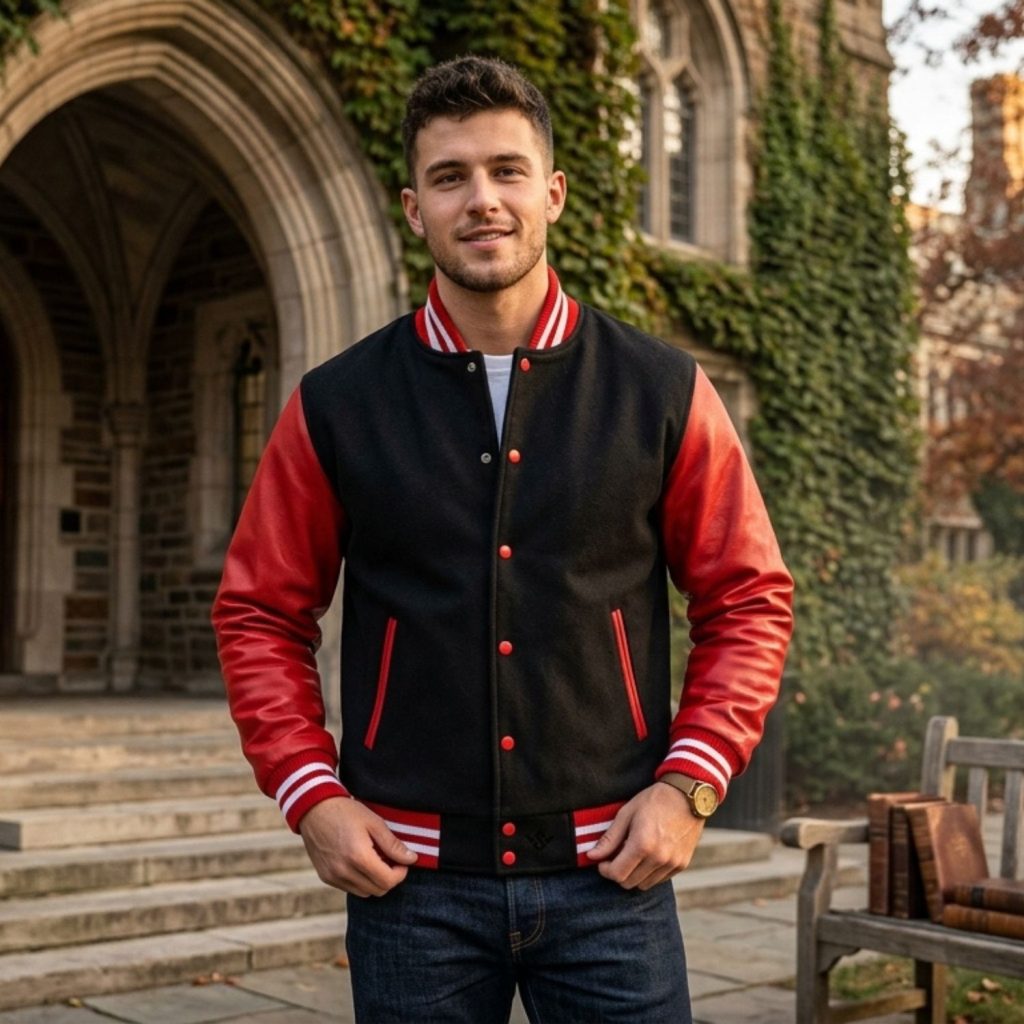 Custom Design Red And Black Varsity Jacket