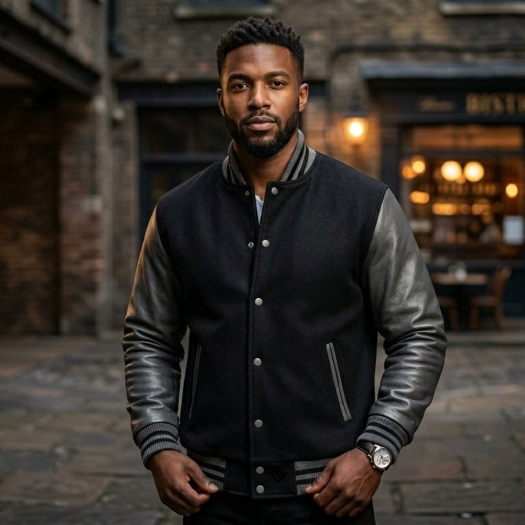 Grey And Black Varsity Jackets Wholesale