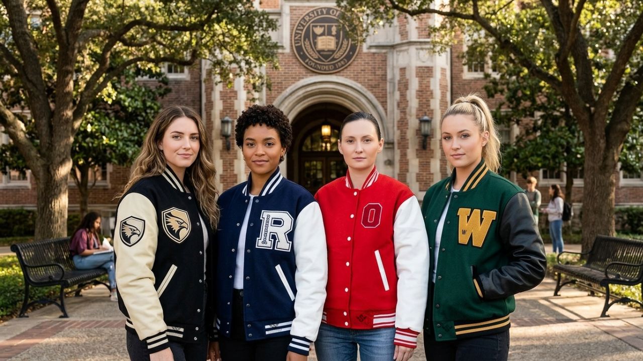Red And White Women Letterman Jackets