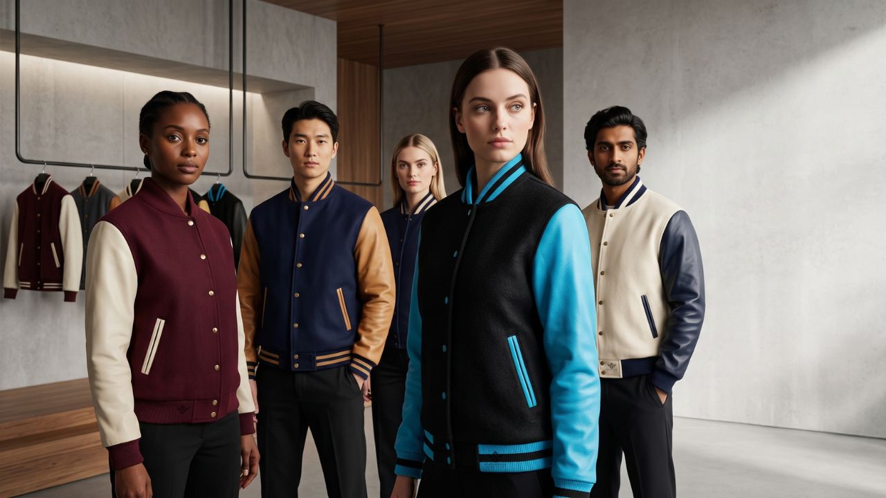 Wool and Leather Sleeve Varsity Jackets